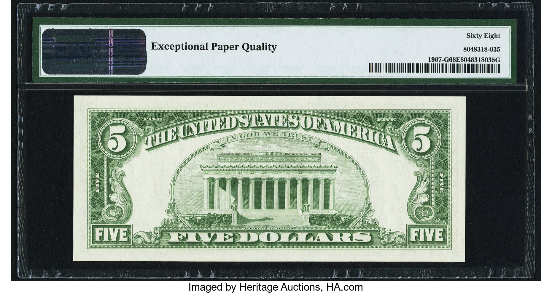 image for: Fr. 1967-G $5 1963 Federal Reserve Note. PMG Superb Gem Unc 68 EPQ....