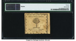 image for: Massachusetts October 18, 1776 2s PMG Very Fine 20....