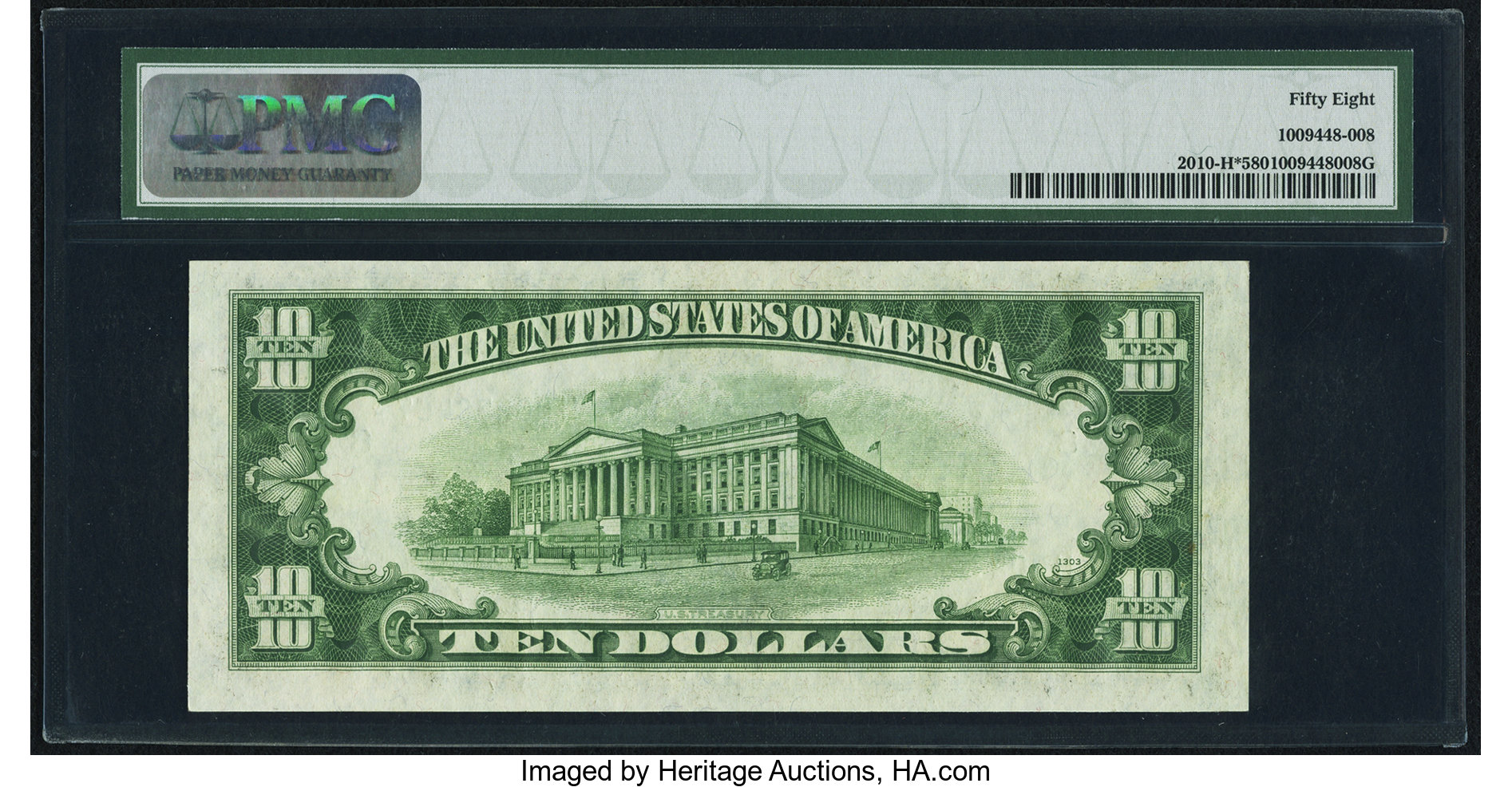 image for: Fr. 2010-H* $10 1950 Wide Federal Reserve Star Note. PMG Choice About Unc 58....