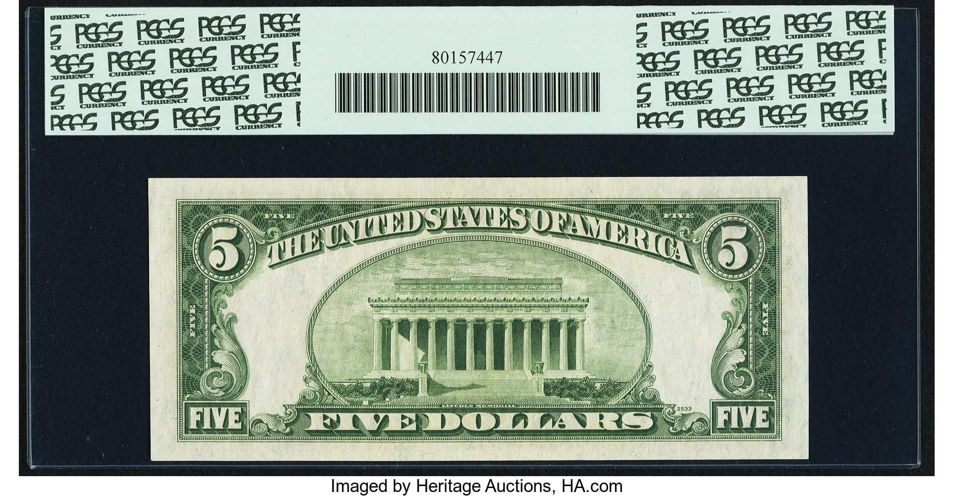 image for: Fr. 1964-E $5 1950C Federal Reserve Note. PCGS Superb Gem New 68PPQ....