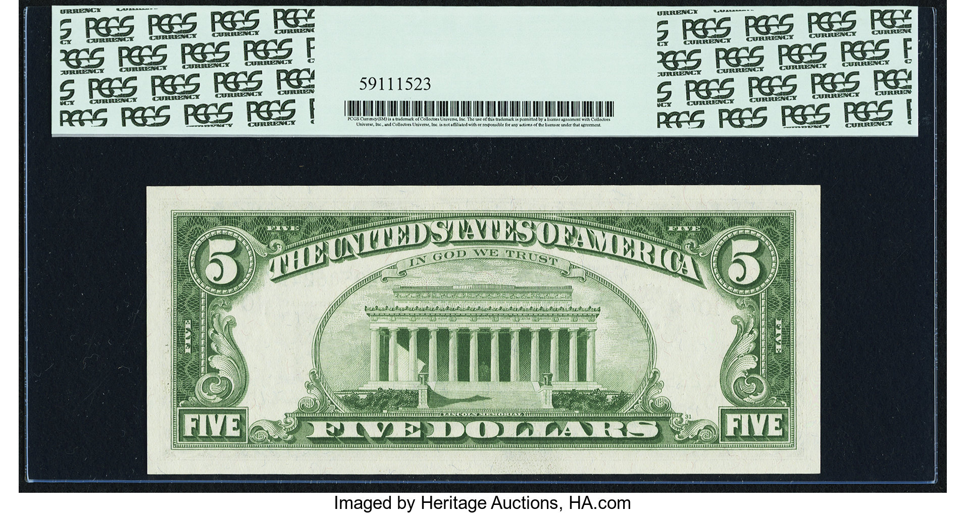 image for: Fr. 1968-J $5 1963A Federal Reserve Note. PCGS Superb Gem New 67PPQ....
