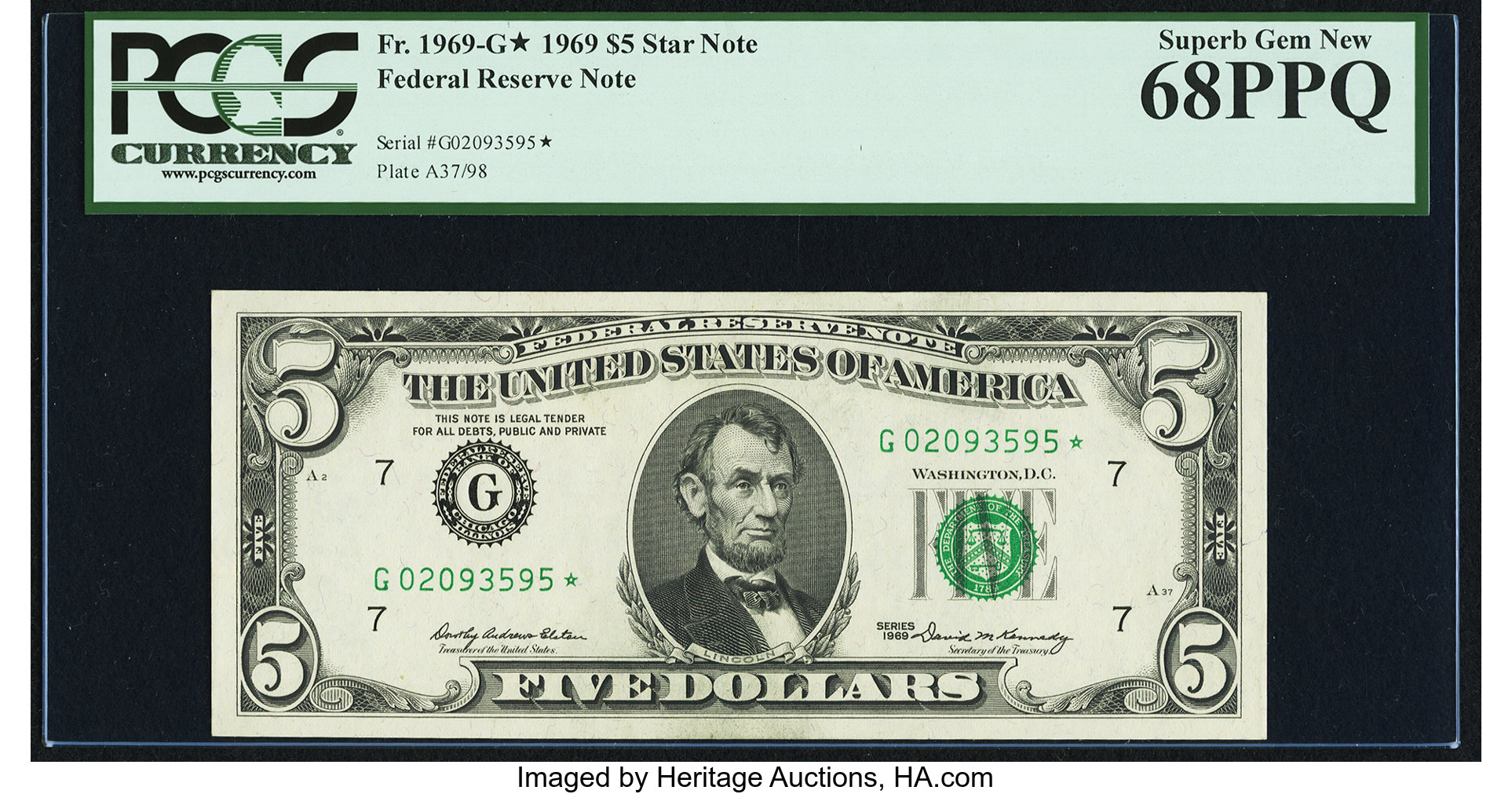 1969 $5 Replacement (Fr. 1969G*)