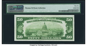 image for: Fr. 2102-K $50 Light Green Seal 1934 Federal Reserve Note. PMG About Uncirculated 55....