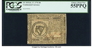 image for: Continental Currency February 17, 1776 $8 PCGS Choice About New 55PPQ....
