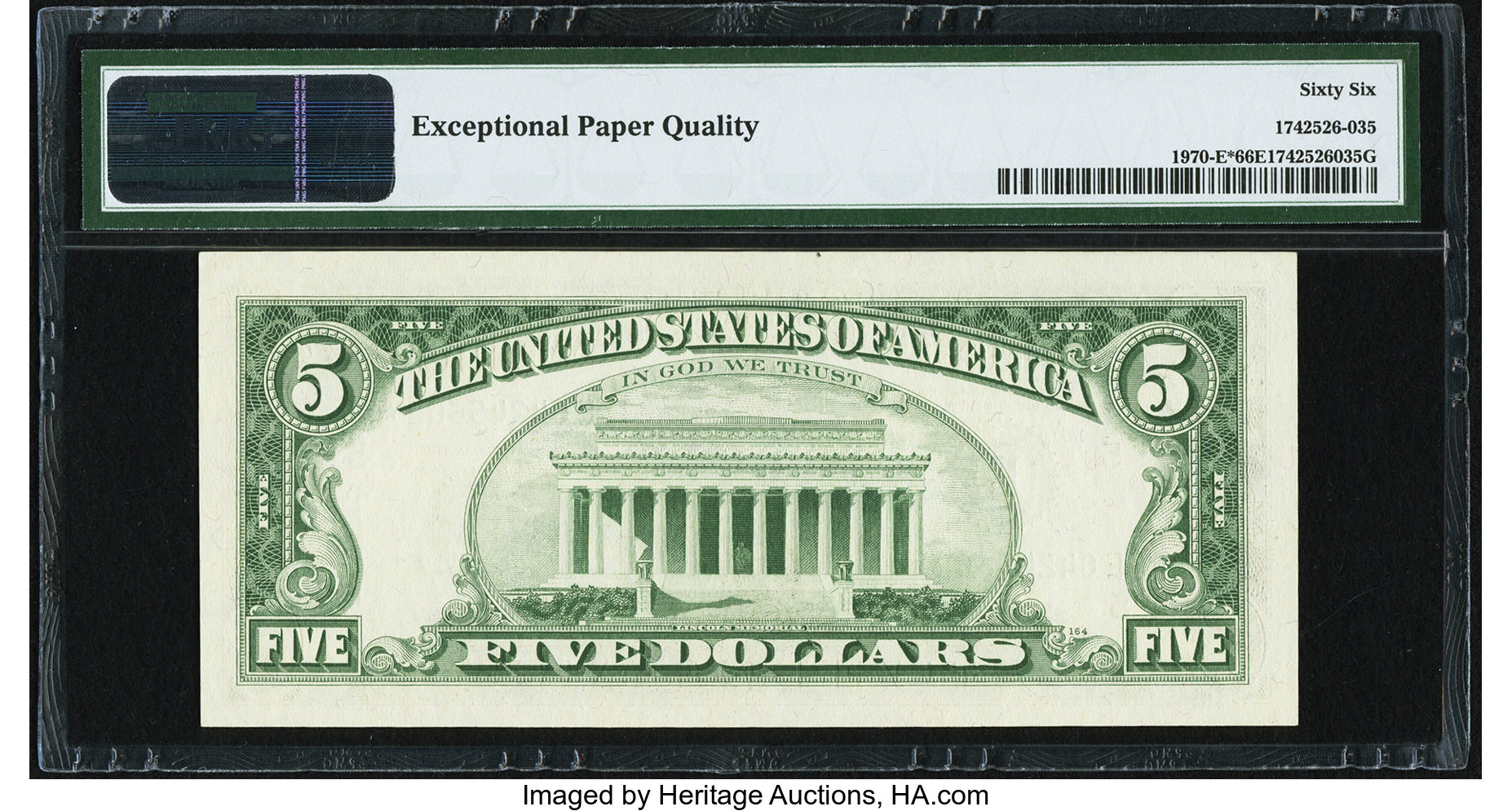 image for: Fr. 1970-E* $5 1969A Federal Reserve Star Note. PMG Gem Uncirculated 66 EPQ....