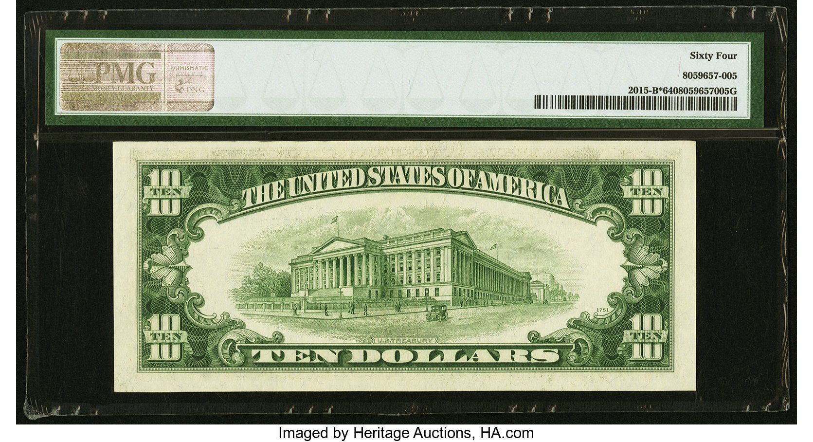 image for: Fr. 2015-B* $10 1950E Federal Reserve Star Note. PMG Choice Uncirculated 64....