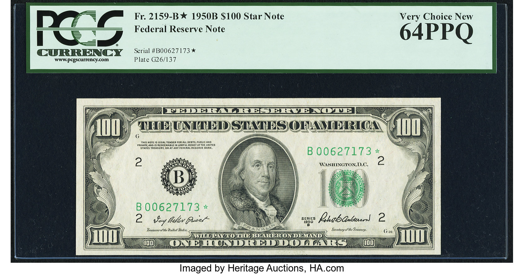 image for: Fr. 2159-B* $100 1950B Federal Reserve Star Note. PCGS Very Choice New 64PPQ....