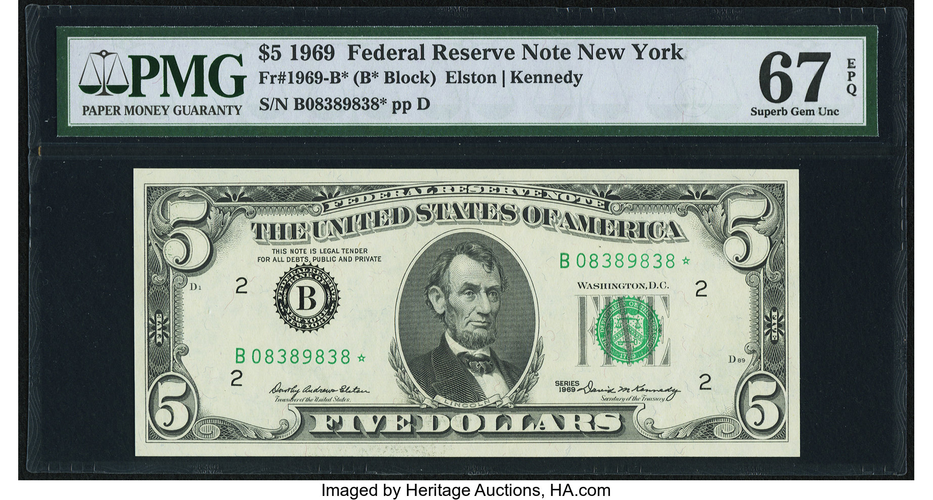 1969 $5 Replacement (Fr. 1969B*)