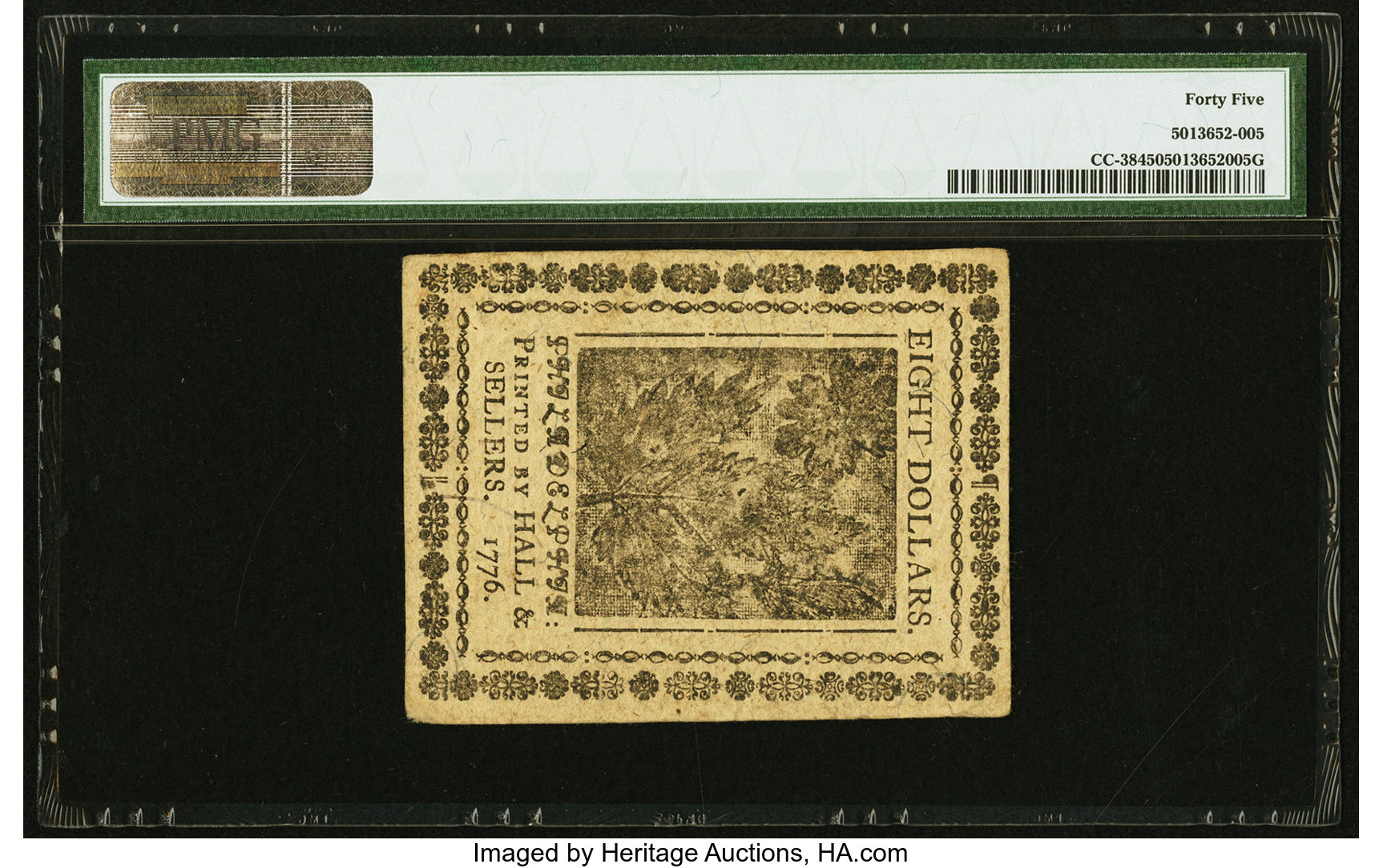 image for: Continental Currency May 9, 1776 $8 PMG Choice Extremely Fine 45....