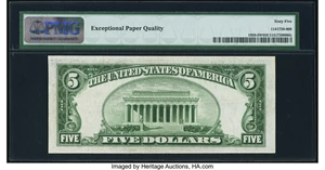 image for: Fr. 1959-I $5 1934C Wide Federal Reserve Note. PMG Gem Uncirculated 65 EPQ....