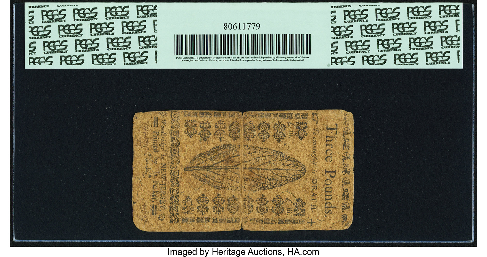 image for: New Jersey April 12, 1757 3 Pounds Fr. NJ-103 PCGS Apparent Fine 15....