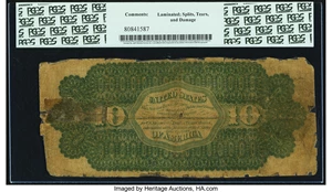 image for: Fr. 93c $10 1862 Legal Tender PCGS Good 6....
