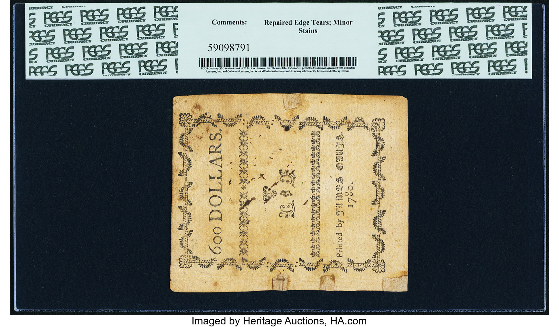 image for: North Carolina May 10, 1780 $600 Crescit Sub Pondere Virtus PCGS Extremely Fine 45....