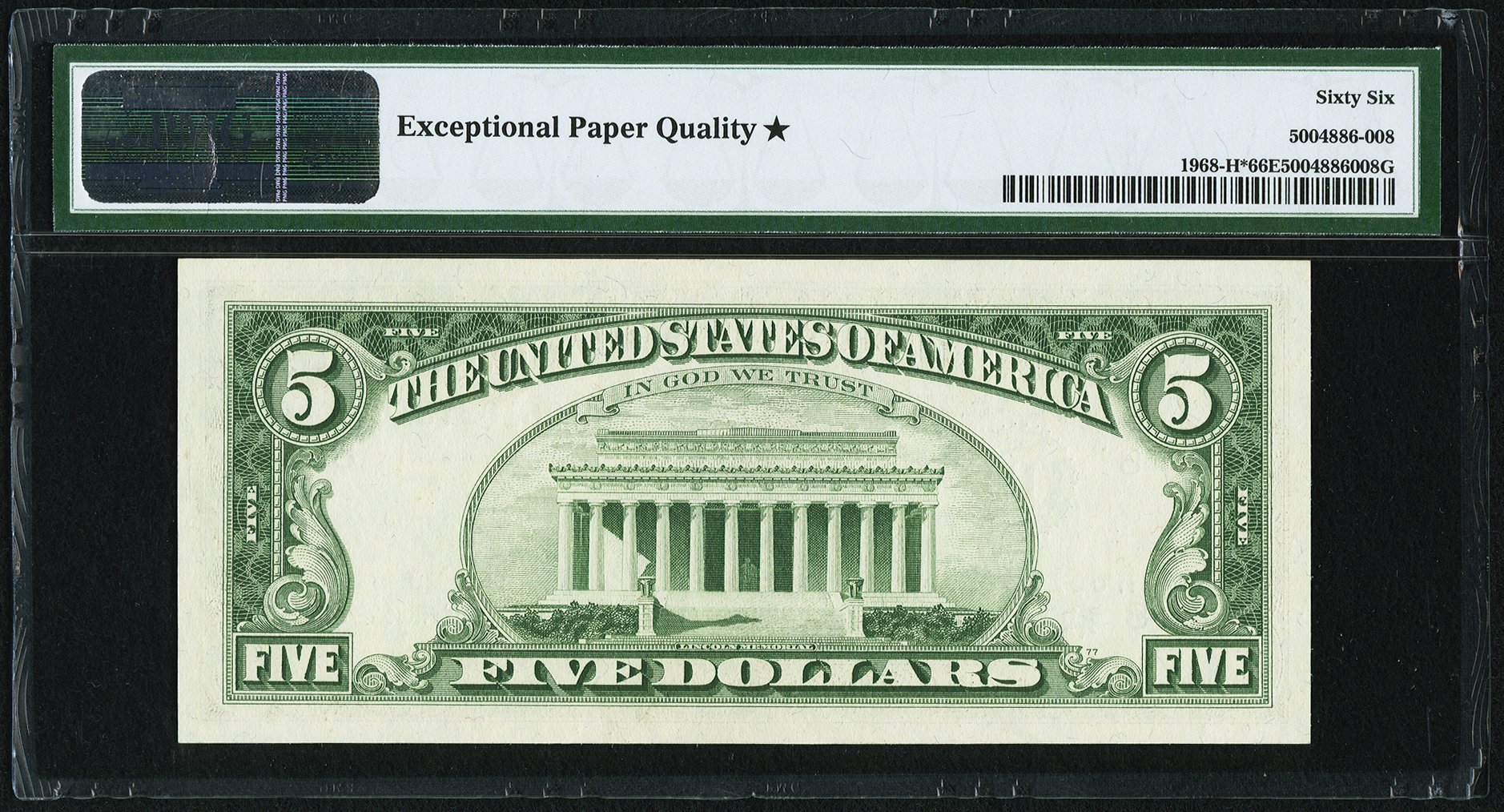 image for: Fr. 1968-H* $5 1963A Federal Reserve Star Note. PMG Gem Uncirculated 66 EPQ*....