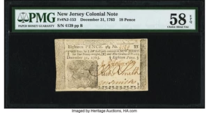 image for: New Jersey December 31, 1763 18d PMG Choice About Unc 58 EPQ....