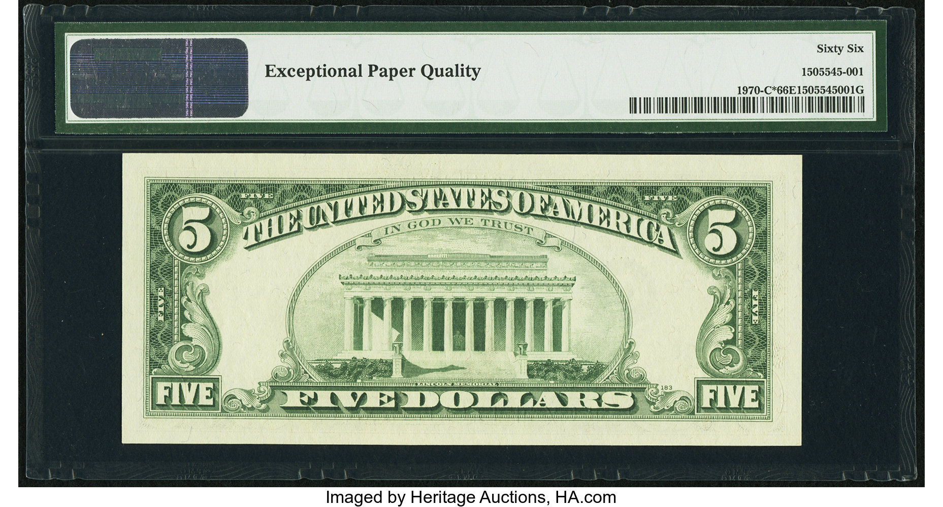 image for: Fr. 1970-C* $5 1969A Federal Reserve Star Note. PMG Gem Uncirculated 66 EPQ....