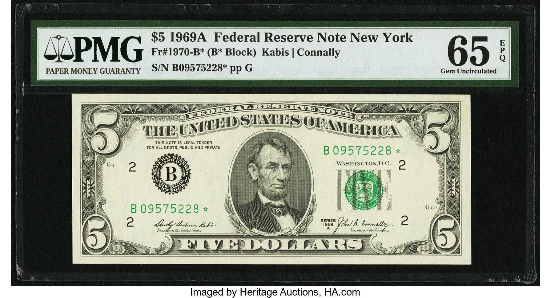 1969A $5 Replacement (Fr. 1970B*)