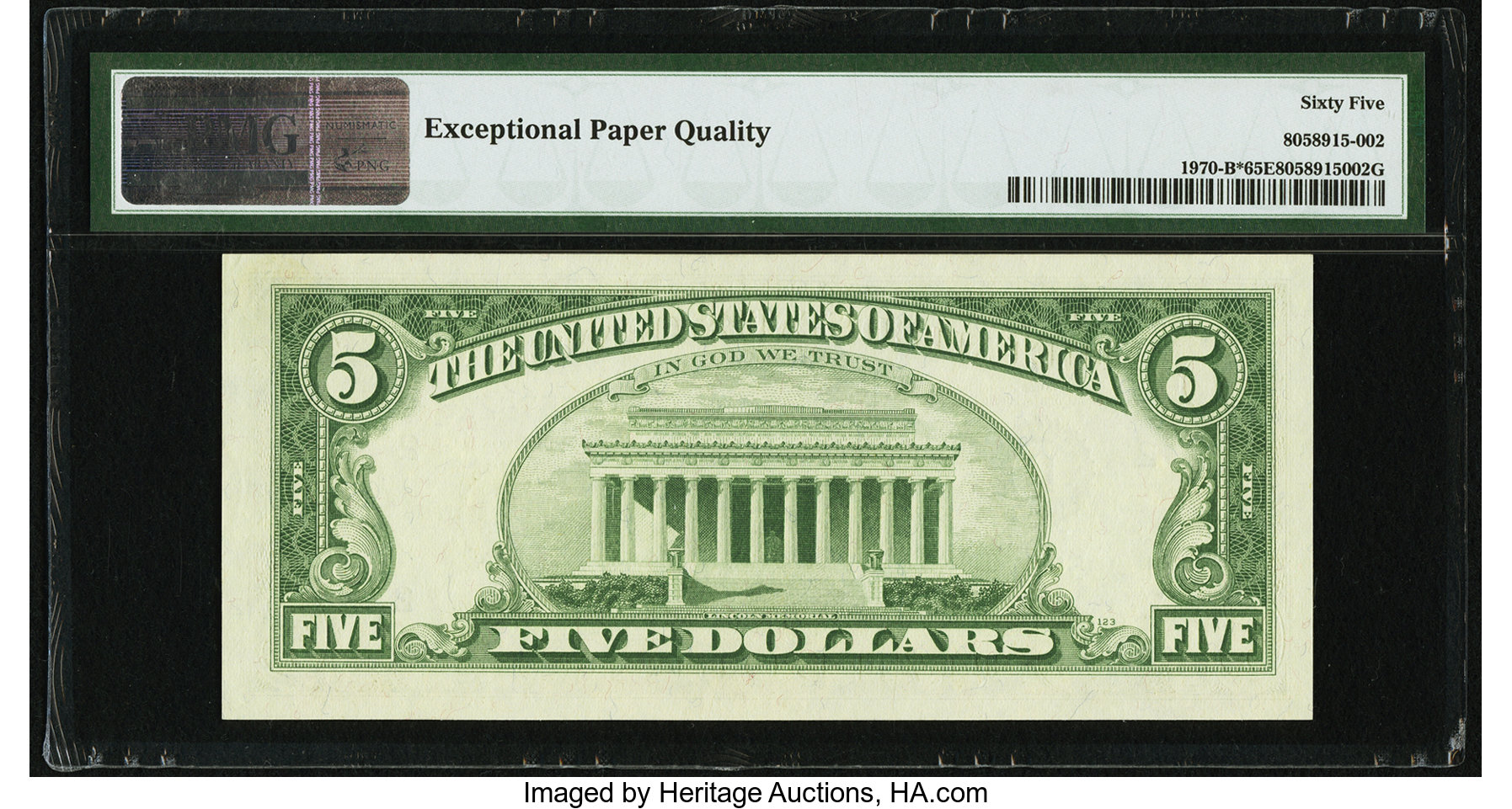 image for: Fr. 1970-B* $5 1969A Federal Reserve Star Note. PMG Gem Uncirculated 65 EPQ....