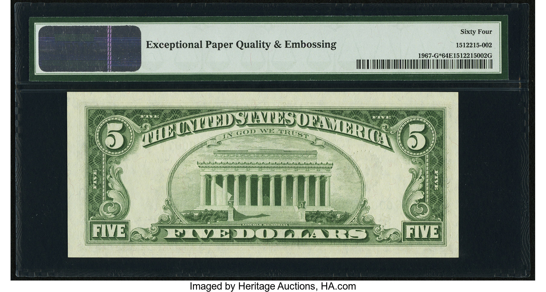 image for: Low Serial Number 7736 Fr. 1967-G* $5 1963 Federal Reserve Star Note. PMG Choice Uncirculated 64 EPQ....