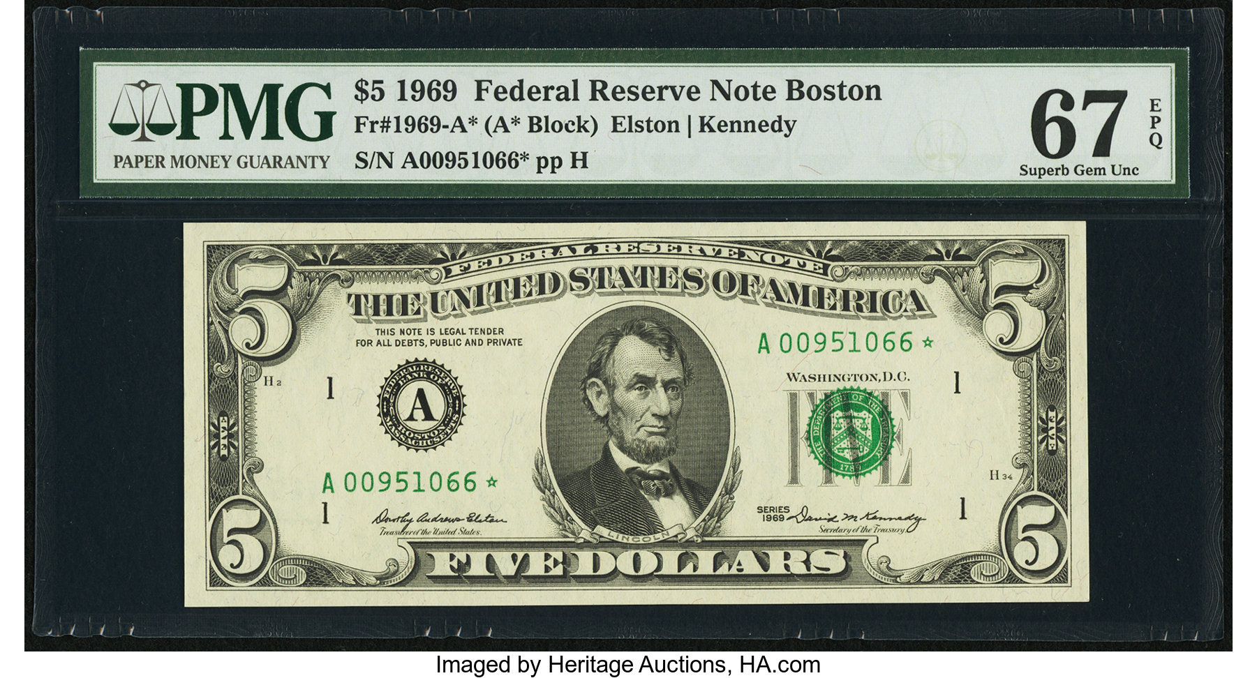 1969 $5 Replacement (Fr. 1969A*)