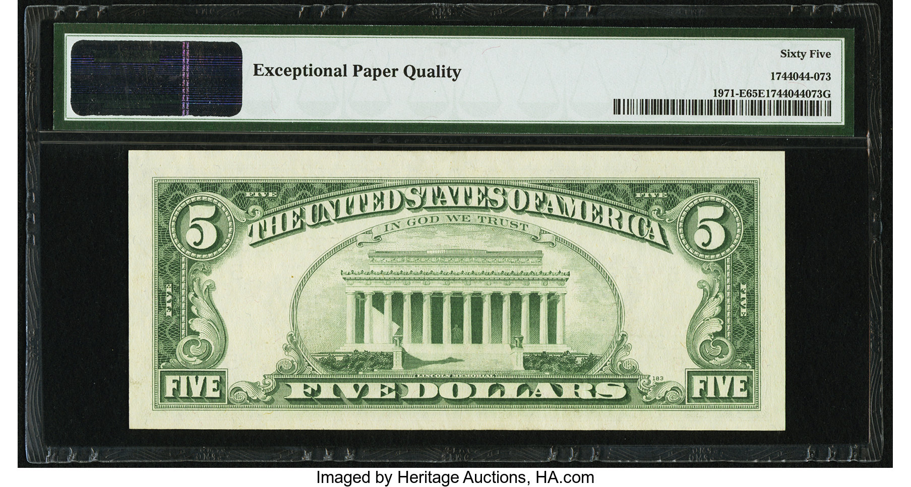 image for: Fr. 1971-E $5 1969B Federal Reserve Note. PMG Gem Uncirculated 65 EPQ....