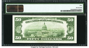 image for: Fr. 2106-B $50 1934D Federal Reserve Note. PMG About Uncirculated 50....