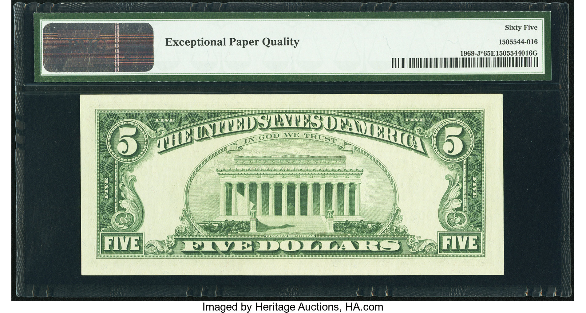 image for: Fr. 1969-J* $5 1969 Federal Reserve Star Note. PMG Gem Uncirculated 65 EPQ....