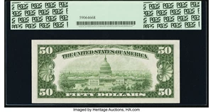 image for: Fr. 2105-A $50 1934C Federal Reserve Note. PCGS Choice About New 55....