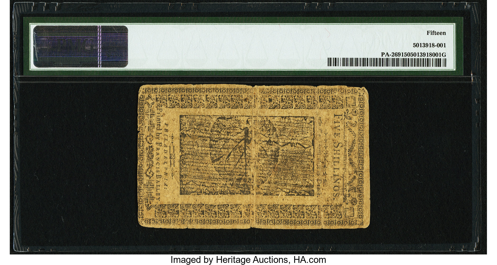 image for: Pennsylvania March 16, 1785 5s PMG Choice Fine 15....