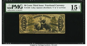 image for: Fr. 1348 50¢ Third Issue Justice PMG Choice Fine 15 Net....