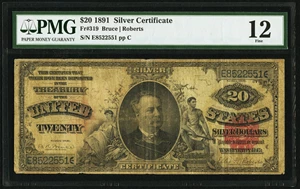 image for: Fr. 319 $20 1891 Silver Certificate PMG Fine 12....