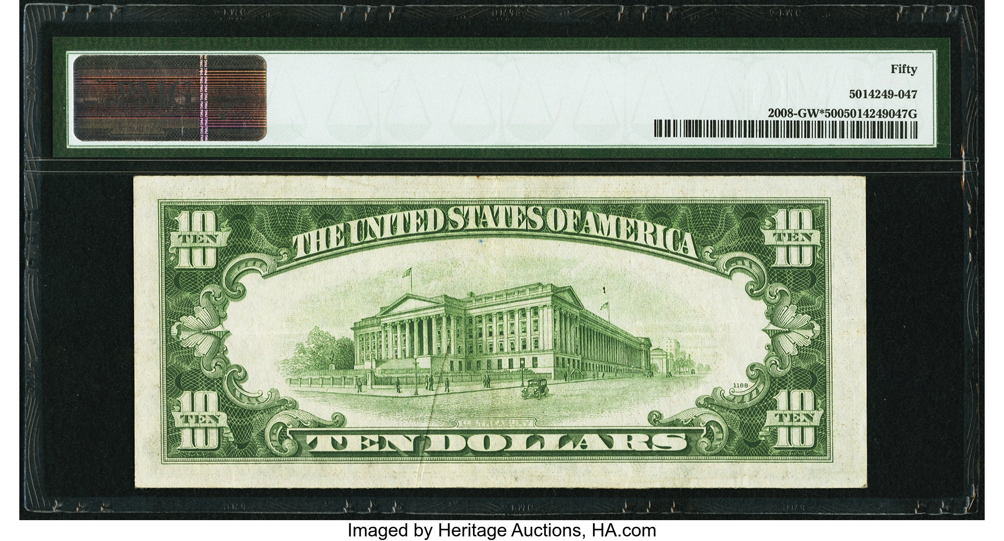 image for: Fr. 2008-G* $10 1934C Wide Federal Reserve Star Note. PMG About Uncirculated 50....