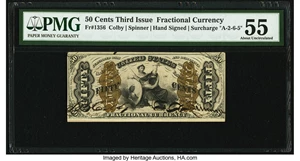 image for: Fr. 1356 50¢ Third Issue Justice PMG About Uncirculated 55....