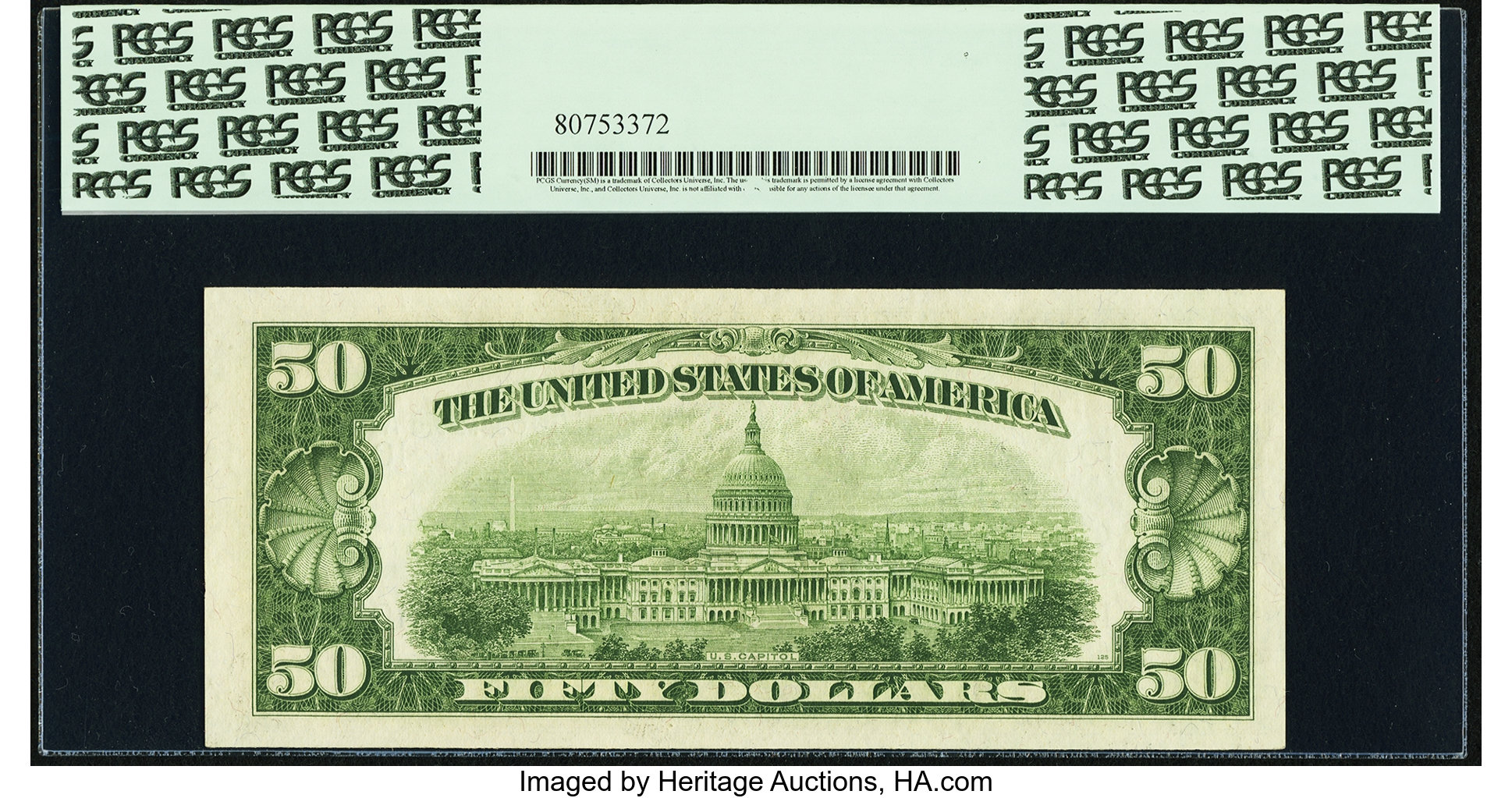 image for: Fr. 2107-J $50 1950 Mule Federal Reserve Note. PCGS Very Choice New 64PPQ....