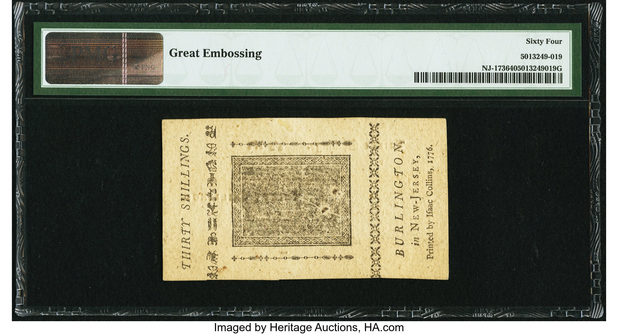 image for: New Jersey February 20, 1776 30s PMG Choice Uncirculated 64....