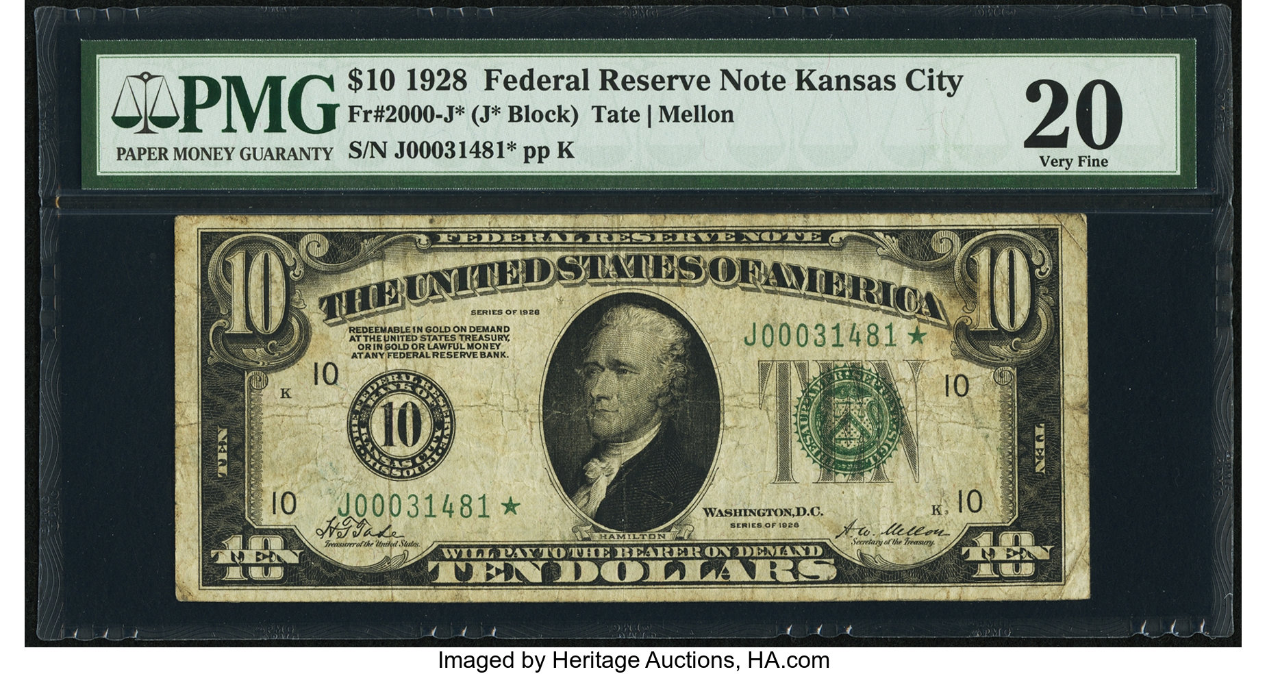 image for: Fr. 2000-J* $10 1928 Federal Reserve Note. PMG Very Fine 20....