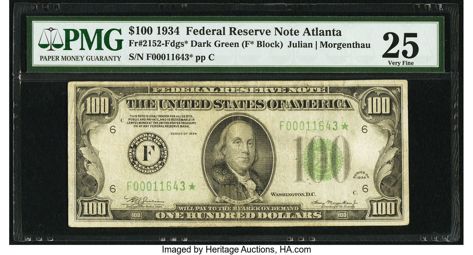 1934 $100 Replacement, Atlanta (Fr. 2152F*)