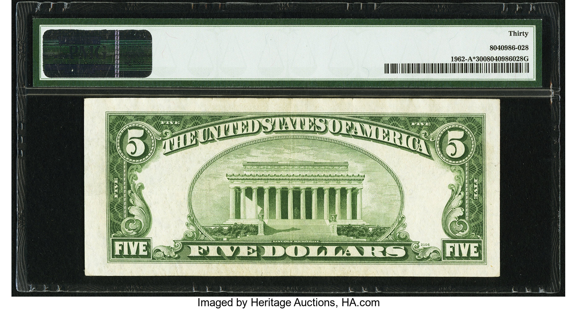 image for: Binary Serial Number 01000111 Fr. 1962-A* $5 1950A Federal Reserve Note. PMG Very Fine 30....
