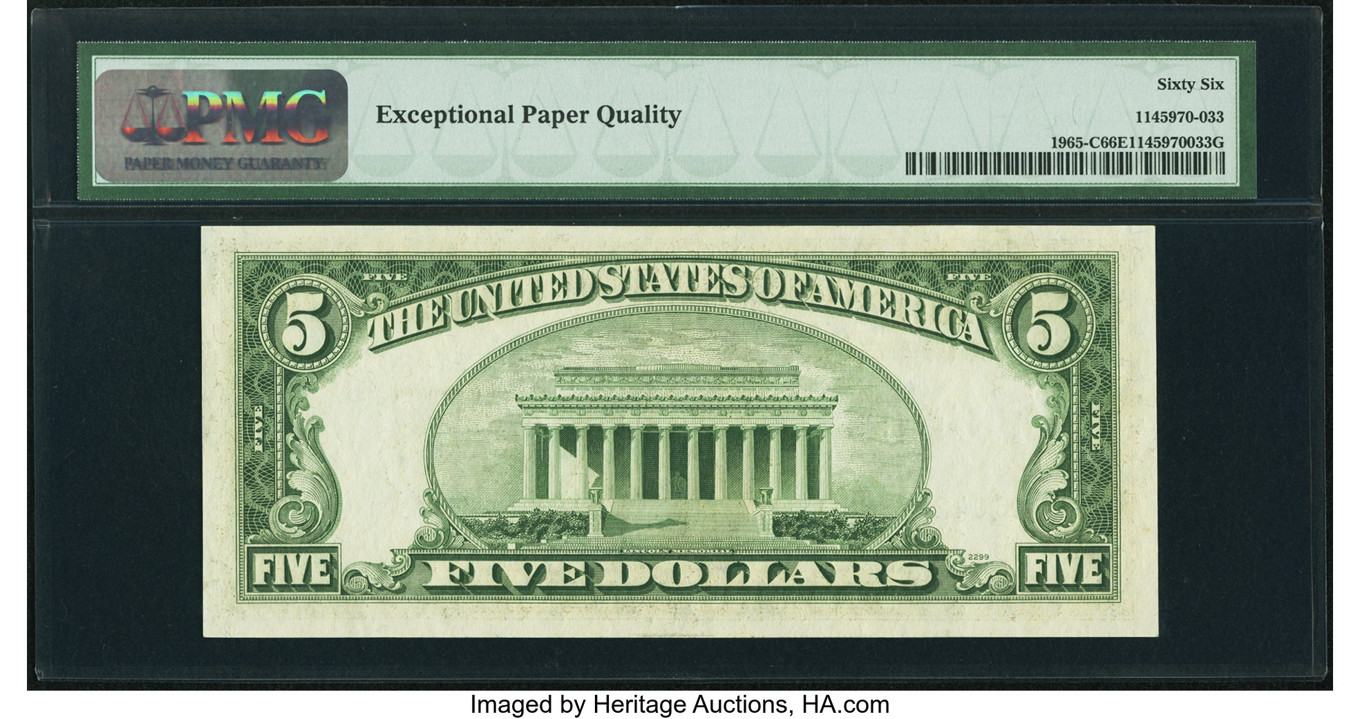 image for: Fr. 1965-C $5 1950D Federal Reserve Note. PMG Gem Uncirculated 66 EPQ....