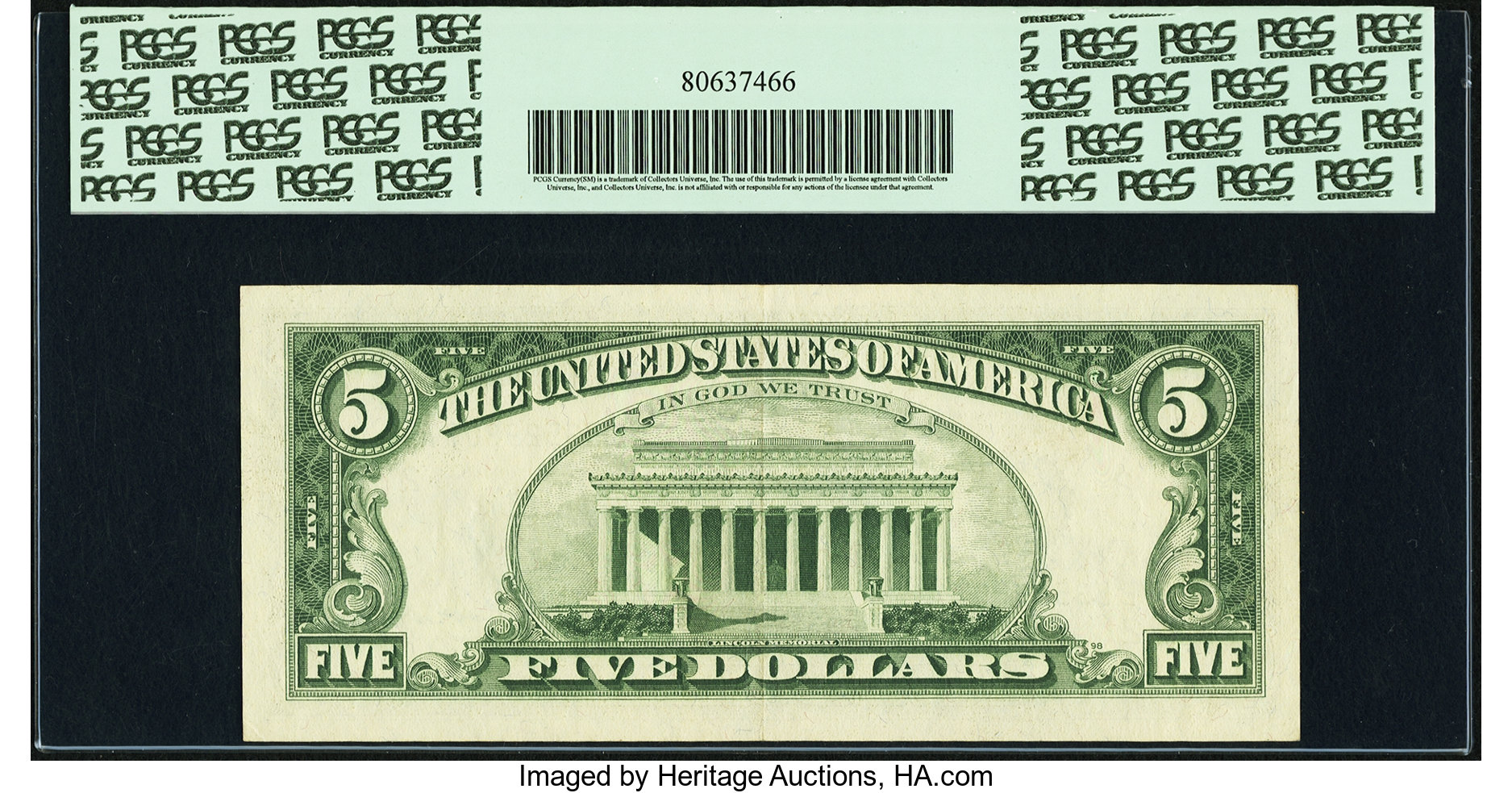 image for: Dorothy Andrews Elston and David M. Kennedy Dual Courtesy Autographed Fr. 1969-B $5 1969 Federal Reserve Note. PCGS Choice Abo...