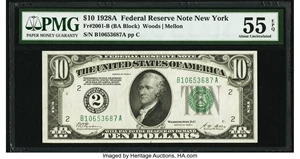 image for: Fr. 2001-B $10 1928A Federal Reserve Note. PMG About Uncirculated 55 EPQ....
