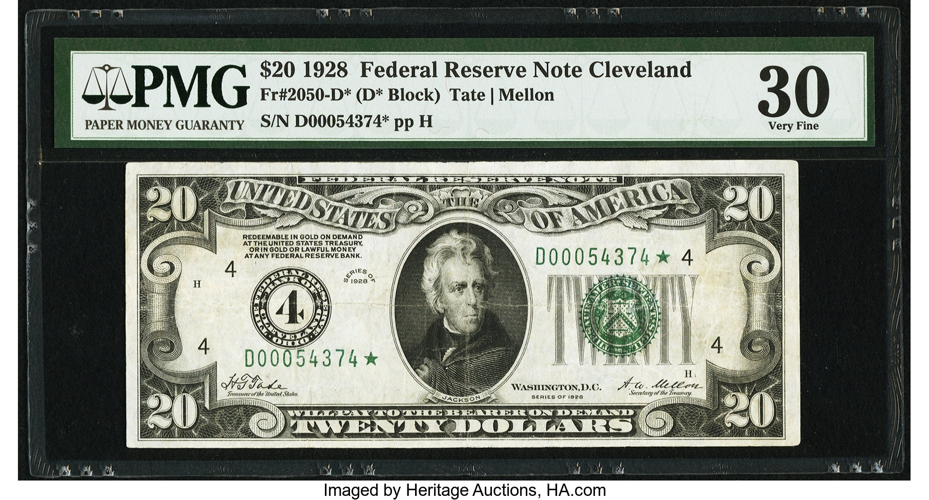 1928 $20 Replacement, Cleveland (Fr. 2050D*)