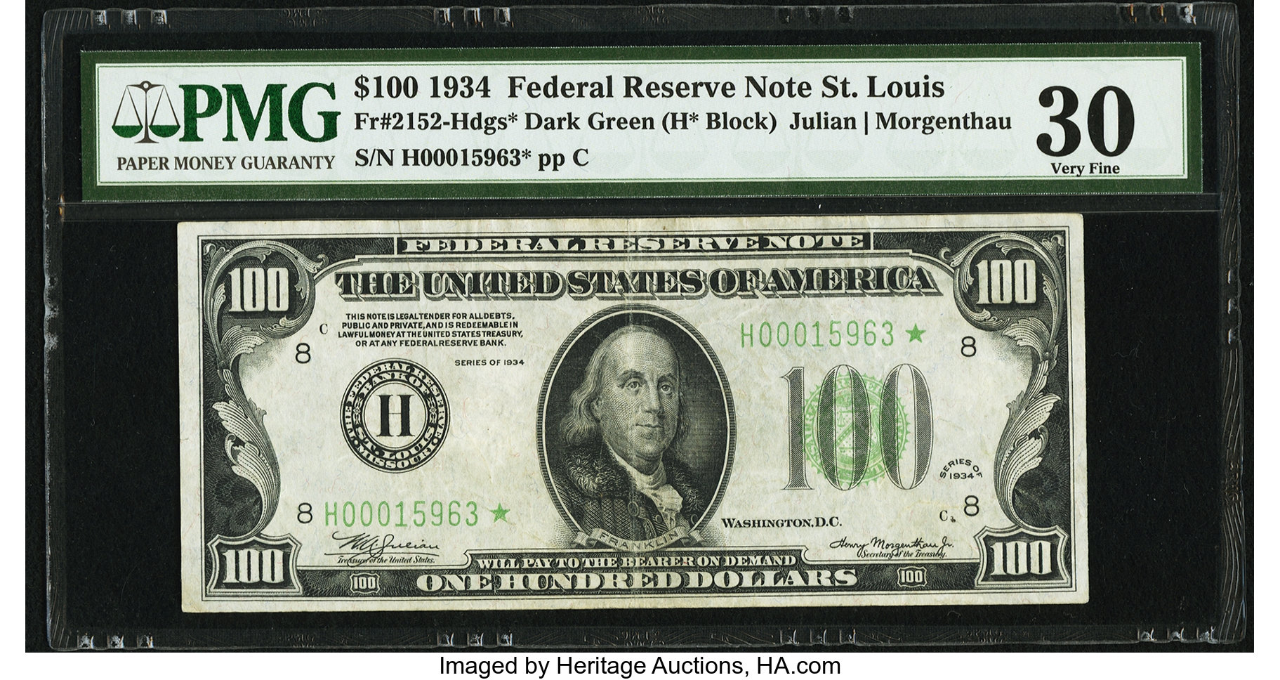 1934 $100 Replacement, St. Louis (Fr. 2152H*)