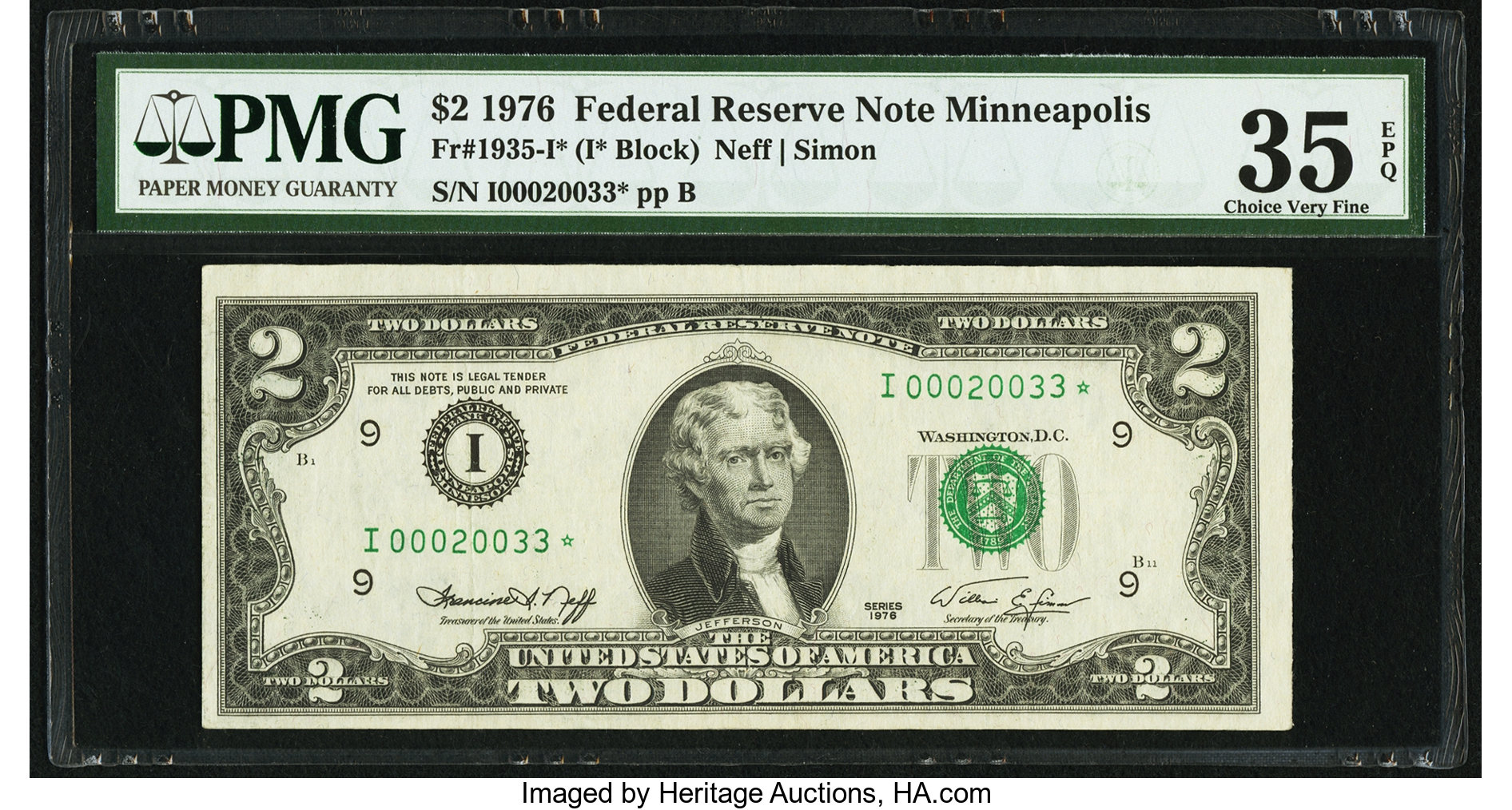 image for: Fr. 1935-I* $2 1976 Federal Reserve Note. PMG Choice Very Fine 35 EPQ....