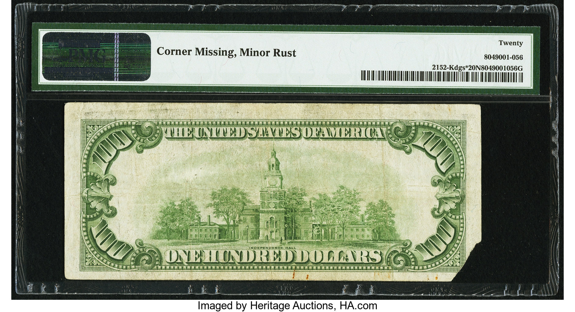 image for: Fr. 2152-K* $100 1934 Dark Green Seal Federal Reserve Note. PMG Very Fine 20 Net....