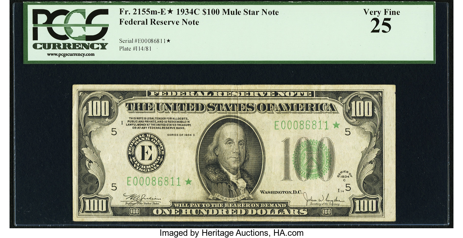 1934C $100 Replacement, Richmond (Fr. 2155E*)