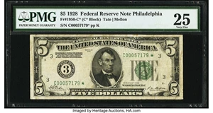 image for: Fr. 1950-C* $5 1928 Federal Reserve Note. PMG Very Fine 25....