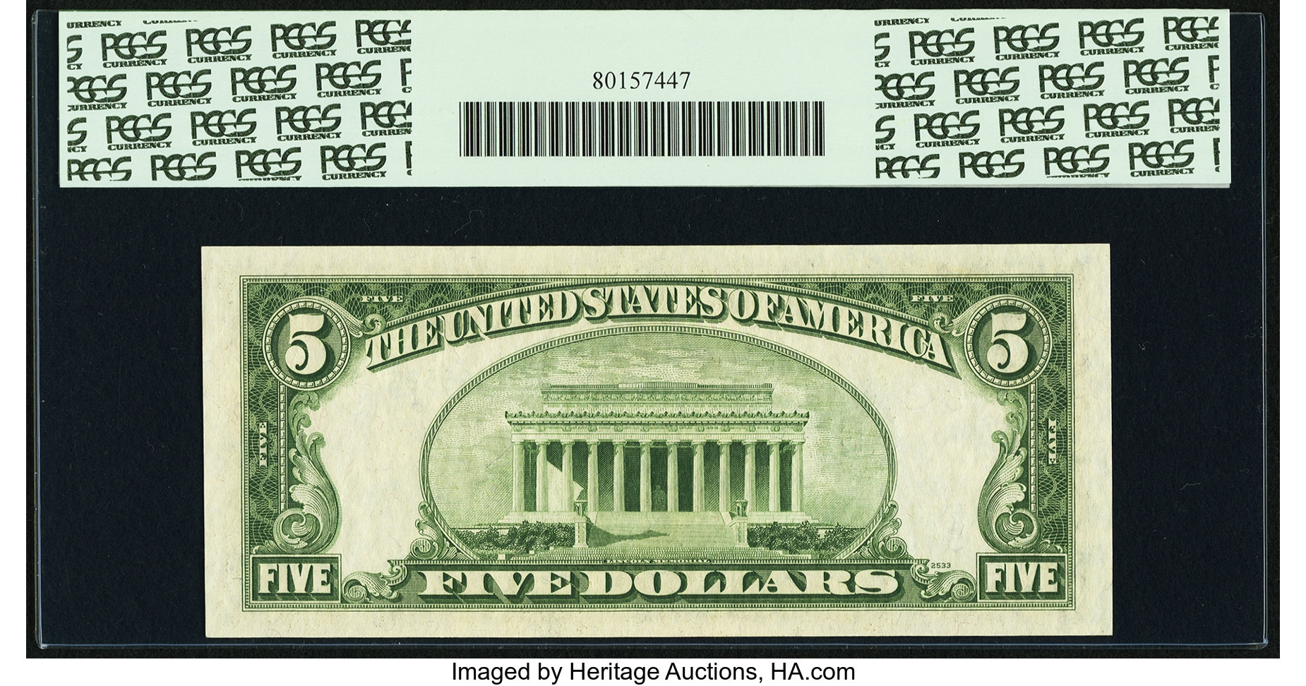 image for: Fr. 1964-E $5 1950C Federal Reserve Note. PCGS Superb Gem New 68PPQ....