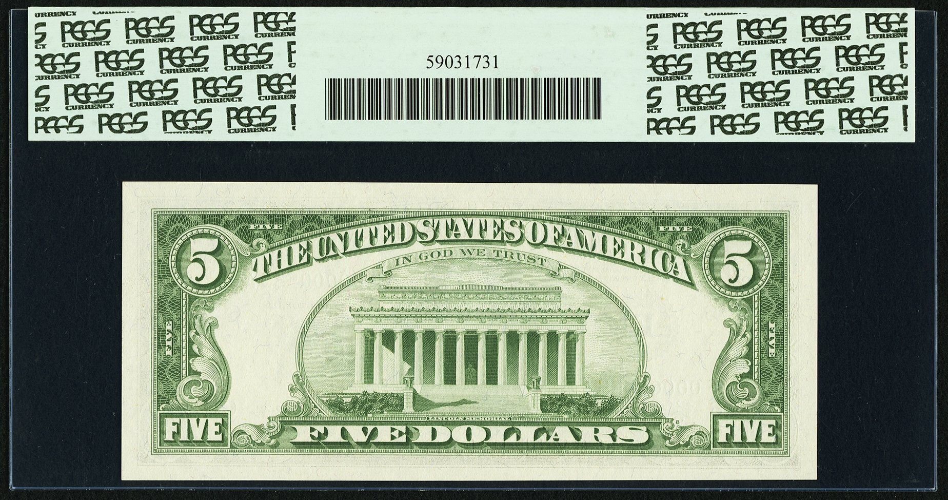 image for: Low Serial Number 565 Fr. 1967-F $5 1963 Federal Reserve Note. PCGS Gem New 66PPQ....