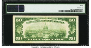 image for: Low Serial Number 323 Fr. 2102-K $50 1934 Light Green Seal Federal Reserve Note. PMG Very Fine 30....